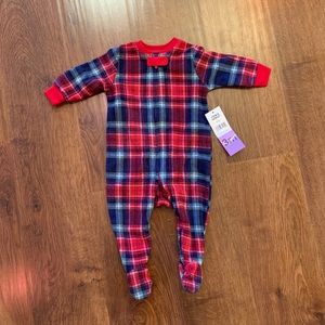NWT Eddie Bauer flannel plaid footed sleeper, 3 mo
